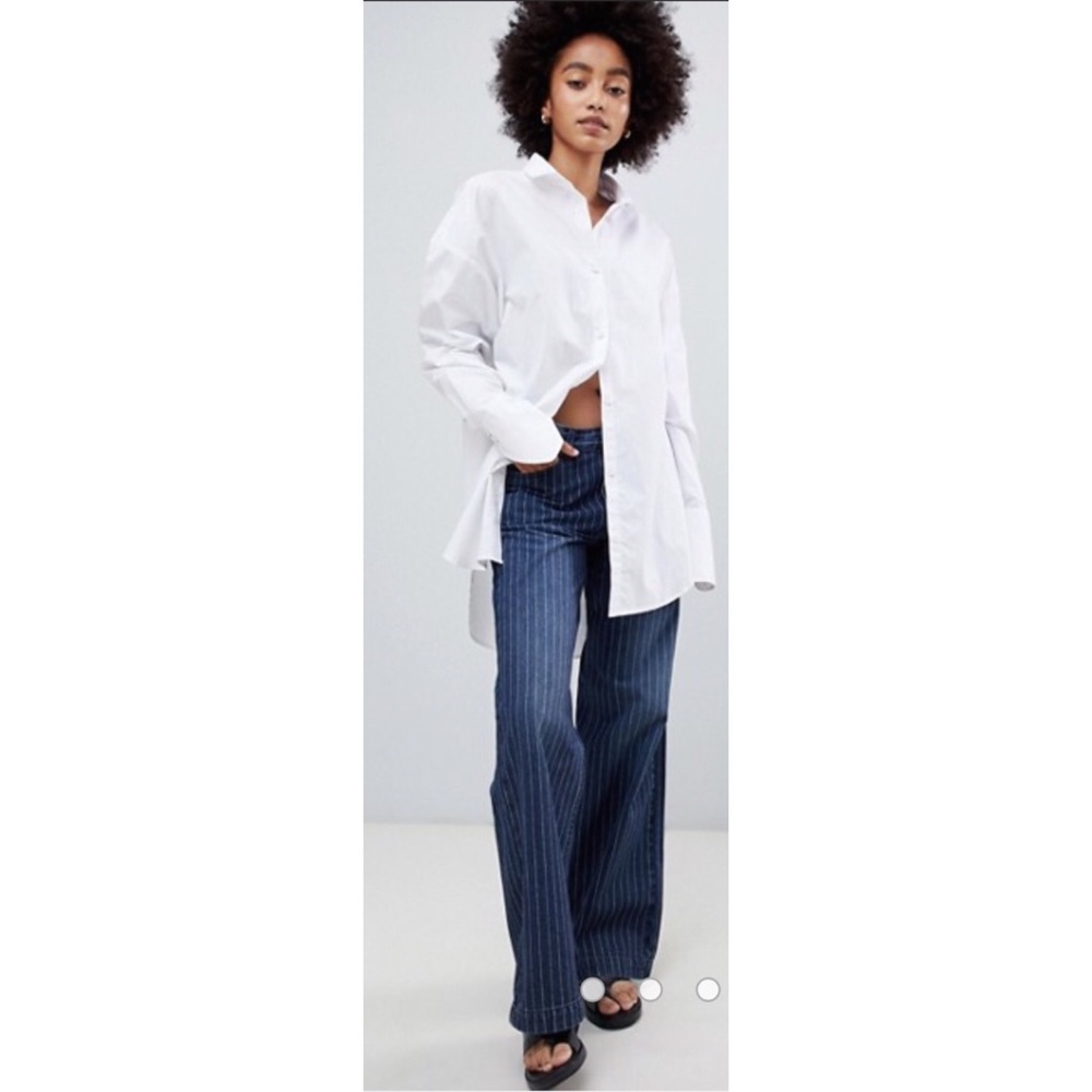 New York & Company Pinstripe Wide-leg Jeans